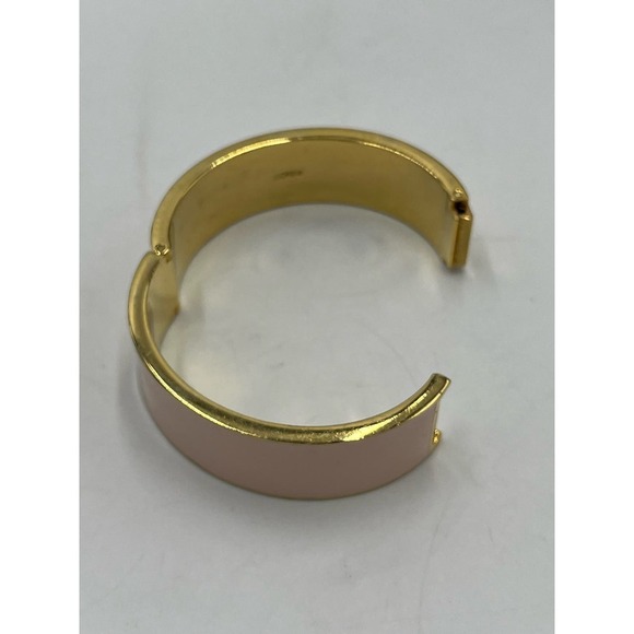 J. Crew Light Pink Wide Hinged Gold Tone Bangle Bracelet - Picture 7 of 13